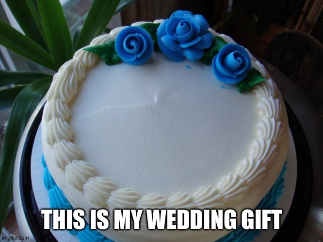 This was my wedding gift to GirlOfShadows and CatGamerGD | THIS IS MY WEDDING GIFT | image tagged in sorry cake | made w/ Imgflip meme maker