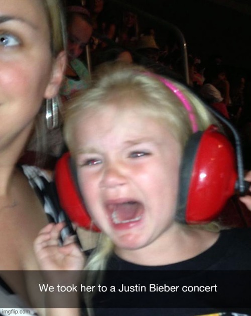 THIS is what happens when you take a kid to a justin bieber concert! better keep your CDS of him instead of ACTUALLY being in pe | image tagged in justin bieber,concert,kids,crying,reposts are awesome,funny | made w/ Imgflip meme maker