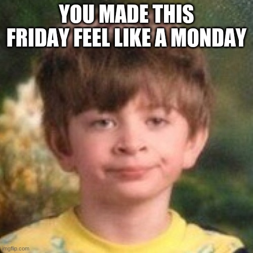 the bad days | YOU MADE THIS FRIDAY FEEL LIKE A MONDAY | image tagged in annoyed face | made w/ Imgflip meme maker