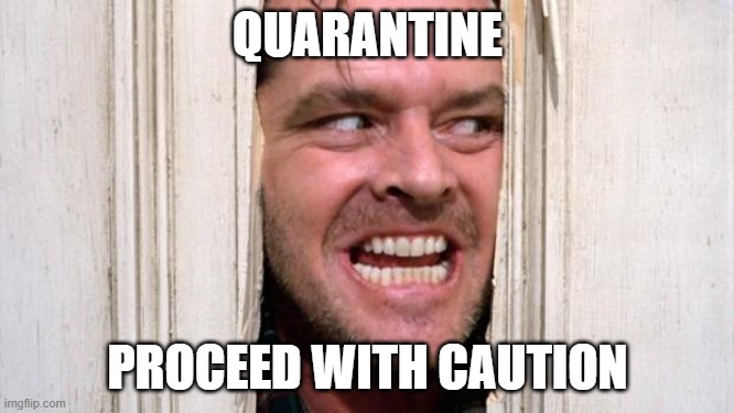 QUARANTINE: Proceed With Caution | QUARANTINE; PROCEED WITH CAUTION | image tagged in the shining | made w/ Imgflip meme maker
