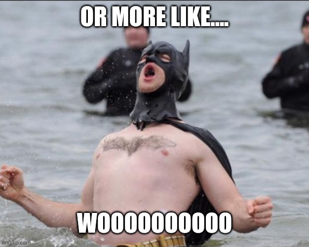 Batman Celebrates | OR MORE LIKE.... WOOOOOOOOOO | image tagged in batman celebrates | made w/ Imgflip meme maker