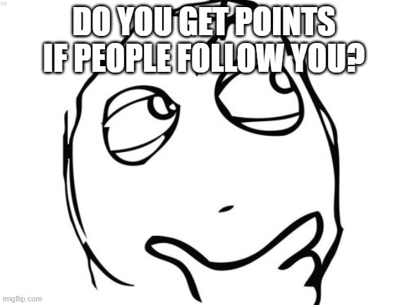 Question Rage Face Meme | DO YOU GET POINTS IF PEOPLE FOLLOW YOU? | image tagged in memes,question rage face | made w/ Imgflip meme maker