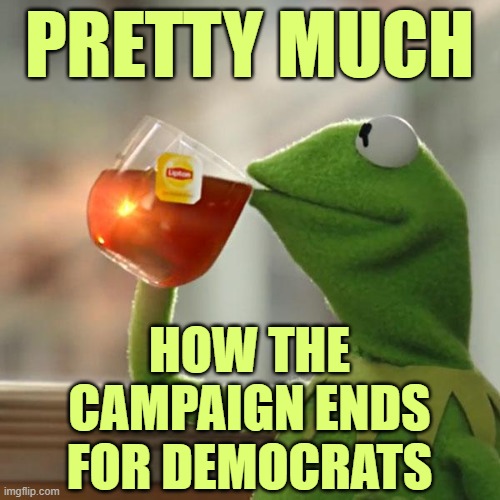 But That's None Of My Business Meme | PRETTY MUCH HOW THE CAMPAIGN ENDS FOR DEMOCRATS | image tagged in memes,but that's none of my business,kermit the frog | made w/ Imgflip meme maker