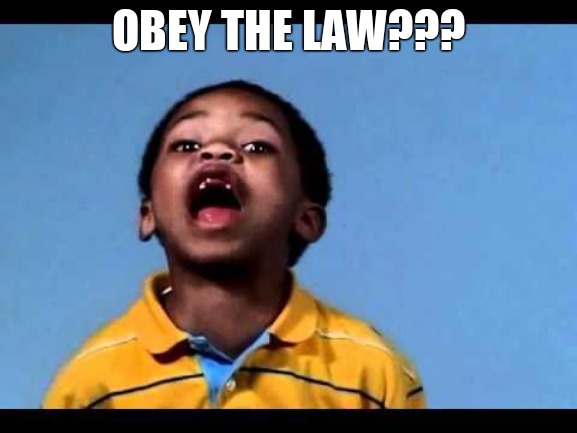 That's racist 2 | OBEY THE LAW??? | image tagged in that's racist 2 | made w/ Imgflip meme maker