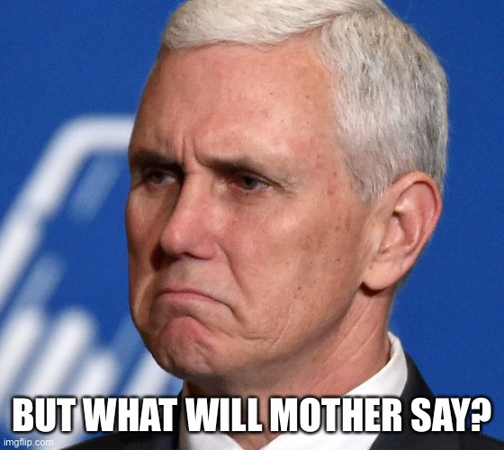 Mike Pence | BUT WHAT WILL MOTHER SAY? | image tagged in mike pence | made w/ Imgflip meme maker