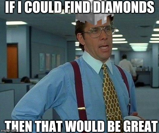 That Would Be Great | IF I COULD FIND DIAMONDS; THEN THAT WOULD BE GREAT | image tagged in memes,that would be great,minecraft | made w/ Imgflip meme maker