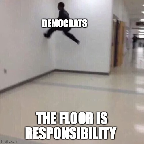 Floor is lava | DEMOCRATS; THE FLOOR IS RESPONSIBILITY | image tagged in floor is lava | made w/ Imgflip meme maker