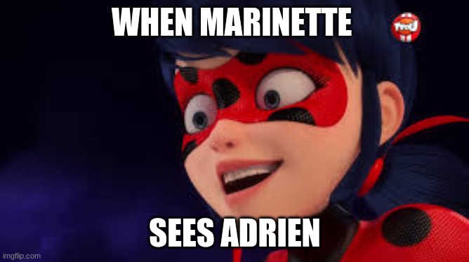 When Marinette sees Adrien | WHEN MARINETTE; SEES ADRIEN | image tagged in miraculous ladybug,funny | made w/ Imgflip meme maker