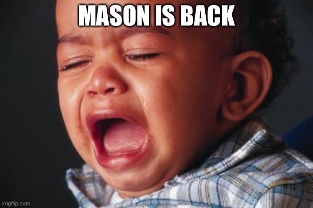 Nooo | MASON IS BACK | image tagged in memes,unhappy baby | made w/ Imgflip meme maker