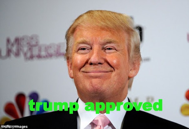 Donald trump approves | trump approved | image tagged in donald trump approves | made w/ Imgflip meme maker