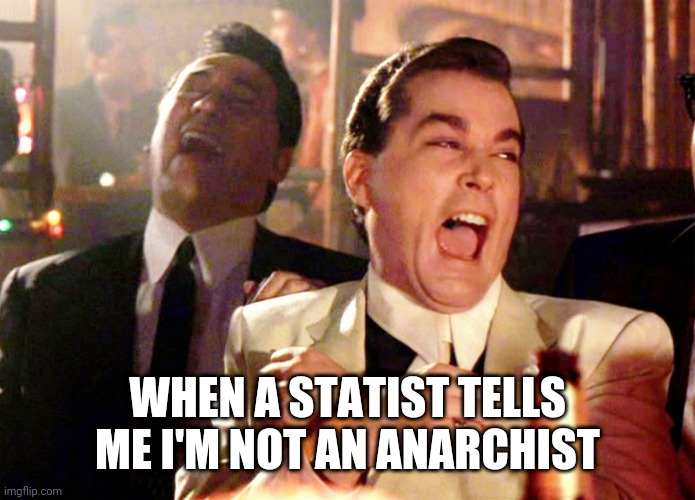 Good Fellas Hilarious | WHEN A STATIST TELLS ME I'M NOT AN ANARCHIST | image tagged in memes,good fellas hilarious | made w/ Imgflip meme maker