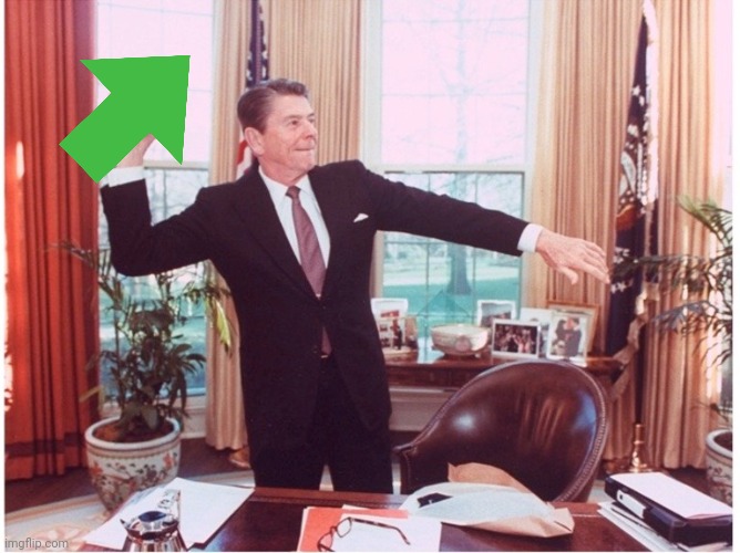 Ronald Reagan Tossing An Upvote Blank Meme Template