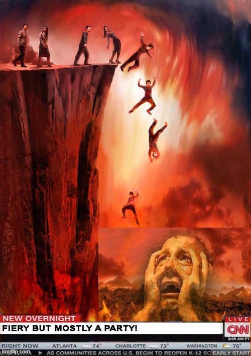 CNN REPORTS ON HELL | image tagged in hell,cnn,fiery,peaceful,lake of fire | made w/ Imgflip meme maker
