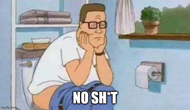 constipated hank hill toilet | NO SH*T | image tagged in constipated hank hill toilet | made w/ Imgflip meme maker