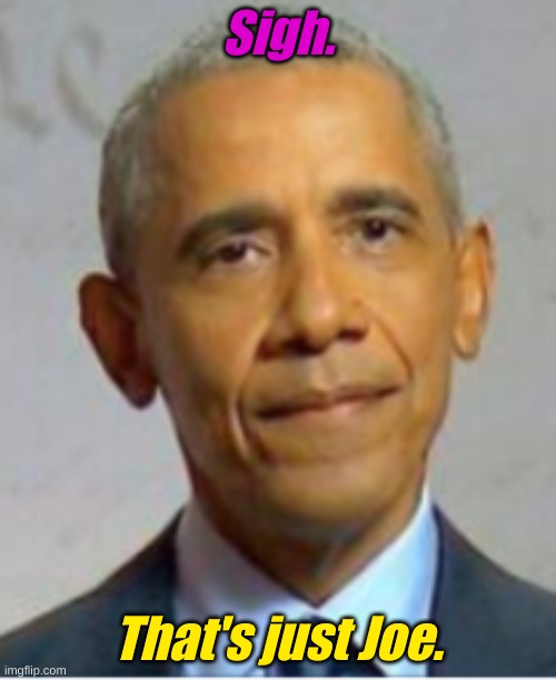 Why should Biden debate Trump when he can just debate himself in the safety of his basement? | Sigh. That's just Joe. | image tagged in obama | made w/ Imgflip meme maker