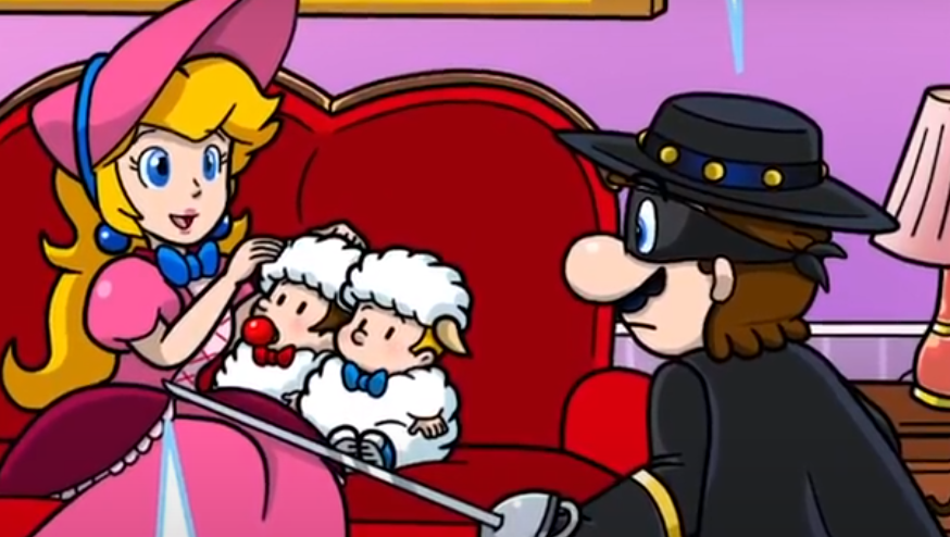 princess peach, her childern and Mario Blank Meme Template