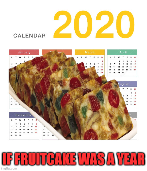 Official Cake of 2020 | IF FRUITCAKE WAS A YEAR | image tagged in 2020,memes,let them eat cake,aint nobody got time for that,no no hes got a point | made w/ Imgflip meme maker
