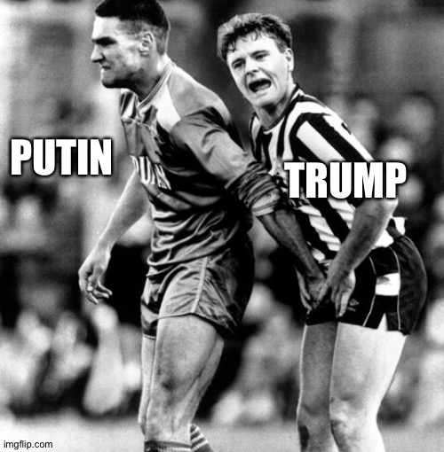 By the balls | TRUMP; PUTIN | image tagged in vinnie jones | made w/ Imgflip meme maker