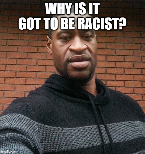 George Floyd | WHY IS IT GOT TO BE RACIST? | image tagged in george floyd | made w/ Imgflip meme maker