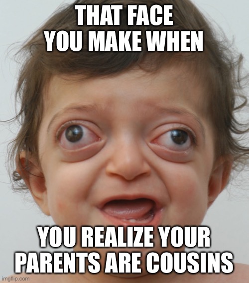 Don’t be mad at me, I’m not making fun of them | THAT FACE YOU MAKE WHEN; YOU REALIZE YOUR PARENTS ARE COUSINS | image tagged in funny memes | made w/ Imgflip meme maker