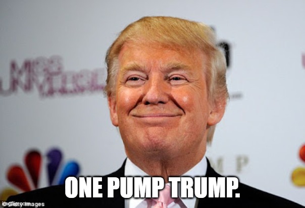 Donald trump approves | ONE PUMP TRUMP. | image tagged in donald trump approves | made w/ Imgflip meme maker