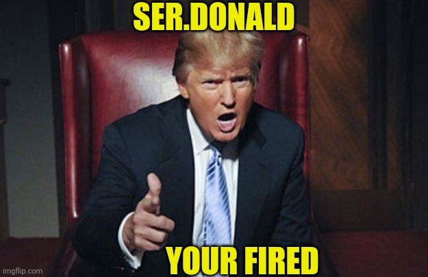 your fired | YOUR FIRED SER.DONALD | image tagged in your fired | made w/ Imgflip meme maker