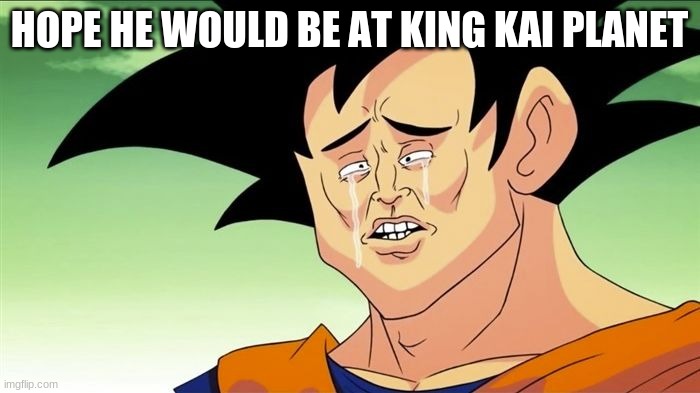 Goku Sad | HOPE HE WOULD BE AT KING KAI PLANET | image tagged in goku sad | made w/ Imgflip meme maker