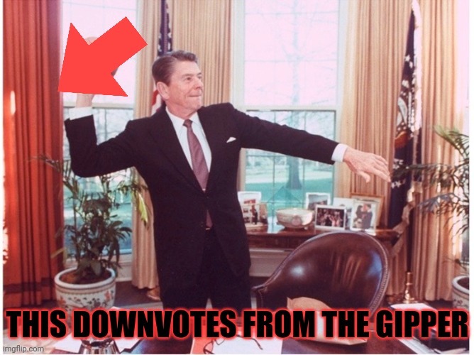 The Reagan Downvote | image tagged in ronald reagan downvote,ronald reagan,downvote,president | made w/ Imgflip meme maker