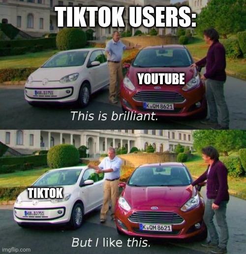 This Is Brilliant But I Like This | TIKTOK USERS:; YOUTUBE; TIKTOK | image tagged in this is brilliant but i like this | made w/ Imgflip meme maker