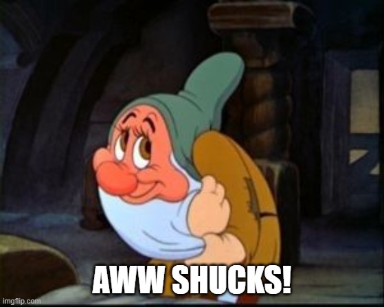 Bashful Dwarf | AWW SHUCKS! | image tagged in bashful dwarf | made w/ Imgflip meme maker