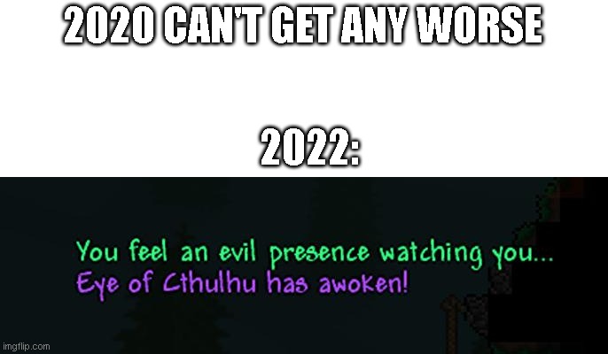 2020 CAN'T GET ANY WORSE; 2022: | image tagged in terraria,2022,memes | made w/ Imgflip meme maker