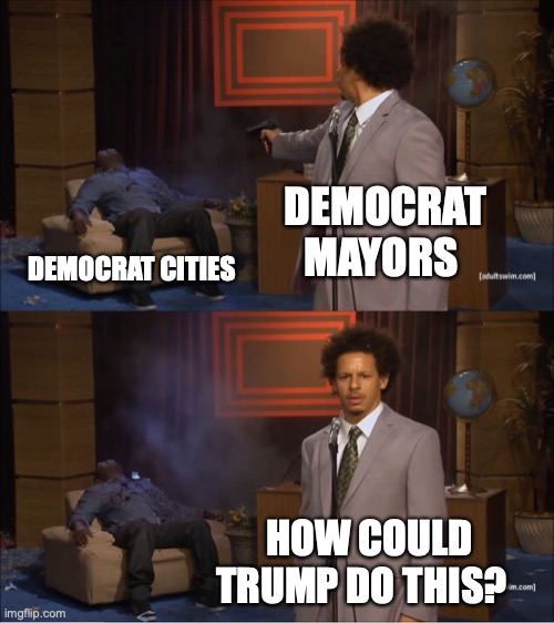 Law and Order! | DEMOCRAT MAYORS; DEMOCRAT CITIES; HOW COULD TRUMP DO THIS? | image tagged in memes,who killed hannibal,trump 2020,democrats,blm,antifa | made w/ Imgflip meme maker