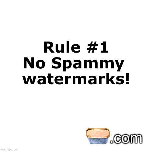 No Spammy Watermarks! | Rule #1
No Spammy 
watermarks! .com | image tagged in rule number 1,funny meme | made w/ Imgflip meme maker