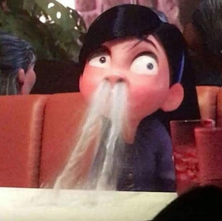 Violet spitting water out of her nose HD Blank Meme Template