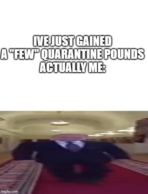 not a shot at product i swear XD | IVE JUST GAINED A "FEW" QUARANTINE POUNDS
ACTUALLY ME: | image tagged in blank white template,wide putin | made w/ Imgflip meme maker