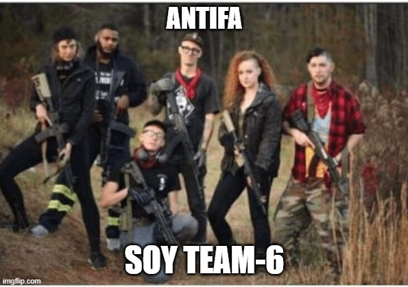Antifa | ANTIFA; SOY TEAM-6 | image tagged in antifa | made w/ Imgflip meme maker