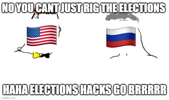 noooo you can't just | NO YOU CANT JUST RIG THE ELECTIONS; HAHA ELECTIONS HACKS GO BRRRRR | image tagged in noooo you can't just | made w/ Imgflip meme maker