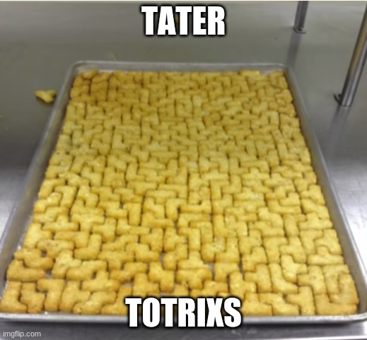 Tater tots | TATER; TOTRIXS | image tagged in fun | made w/ Imgflip meme maker