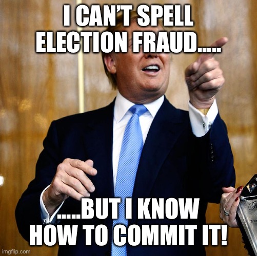 Donal Trump Birthday | I CAN’T SPELL ELECTION FRAUD..... .....BUT I KNOW HOW TO COMMIT IT! | image tagged in donal trump birthday | made w/ Imgflip meme maker