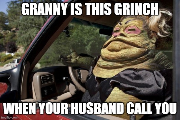 Fat Girl Sonia | GRANNY IS THIS GRINCH; WHEN YOUR HUSBAND CALL YOU | image tagged in fat girl sonia | made w/ Imgflip meme maker