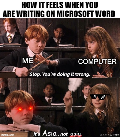 lol | HOW IT FEELS WHEN YOU ARE WRITING ON MICROSOFT WORD; ME; COMPUTER; Asia; asia | image tagged in triggered | made w/ Imgflip meme maker