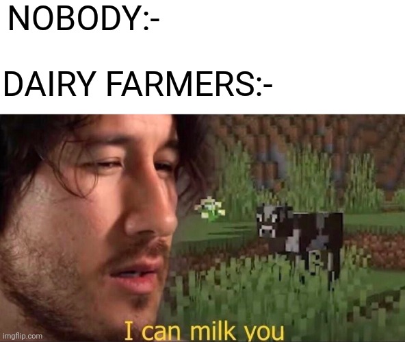 I can milk you (template) | NOBODY:-; DAIRY FARMERS:- | image tagged in i can milk you template | made w/ Imgflip meme maker