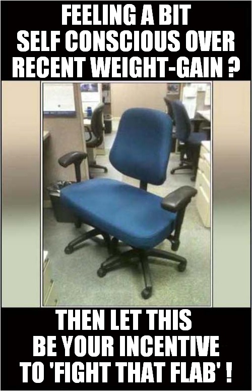 The Chair Of Shame | FEELING A BIT SELF CONSCIOUS OVER RECENT WEIGHT-GAIN ? THEN LET THIS  BE YOUR INCENTIVE TO 'FIGHT THAT FLAB' ! | image tagged in fun,overweight,fat shame | made w/ Imgflip meme maker