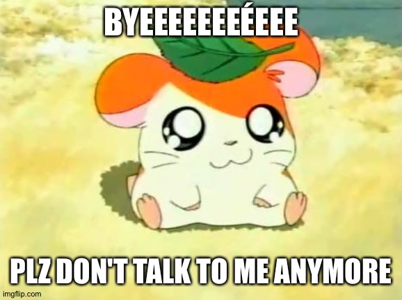 I replied this to zerotheheroYT cuz I wanted to say bye but we still talked | BYEEEEEEEÉEEE; PLZ DON'T TALK TO ME ANYMORE | image tagged in memes,hamtaro | made w/ Imgflip meme maker
