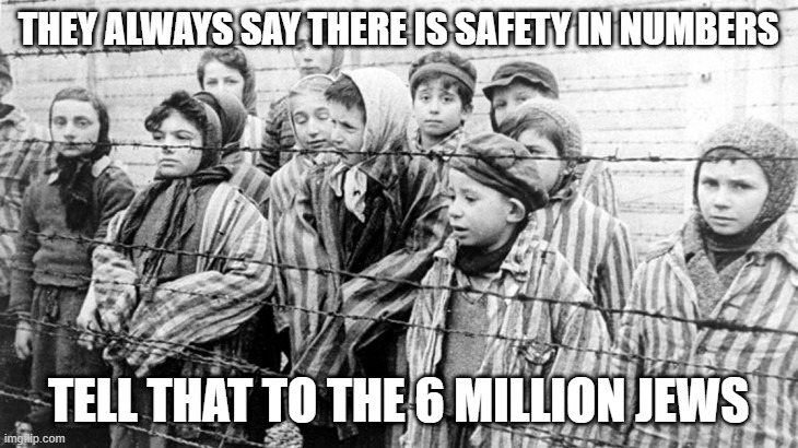 Hollow Cost? | THEY ALWAYS SAY THERE IS SAFETY IN NUMBERS; TELL THAT TO THE 6 MILLION JEWS | image tagged in white holocaust privilege | made w/ Imgflip meme maker