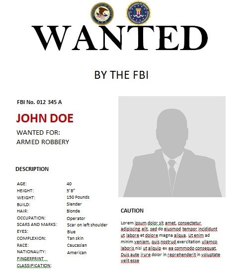 FBI wanted poster Blank Meme Template