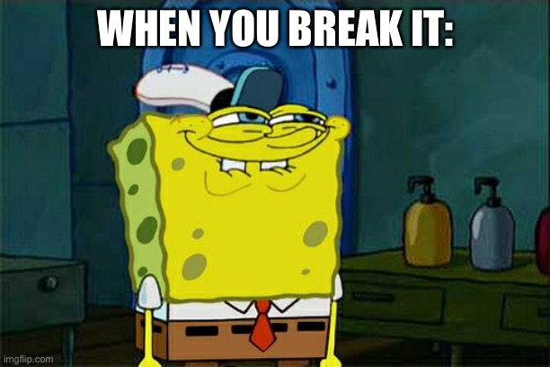 Don't You Squidward Meme | WHEN YOU BREAK IT: | image tagged in memes,don't you squidward | made w/ Imgflip meme maker