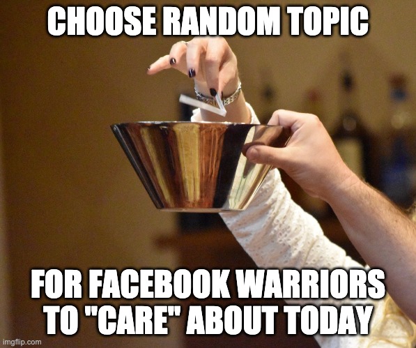 Facebook Warriors | CHOOSE RANDOM TOPIC; FOR FACEBOOK WARRIORS TO "CARE" ABOUT TODAY | image tagged in social media,politics | made w/ Imgflip meme maker