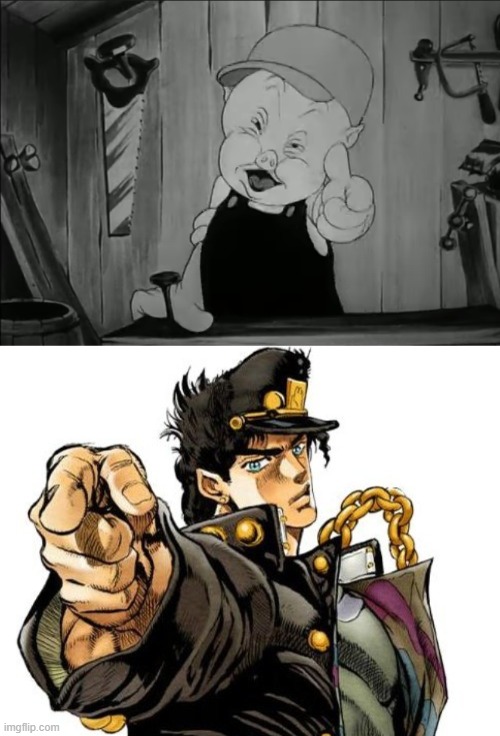 Porky Joestar | image tagged in jojo,jojo's bizarre adventure,pose,anime | made w/ Imgflip meme maker