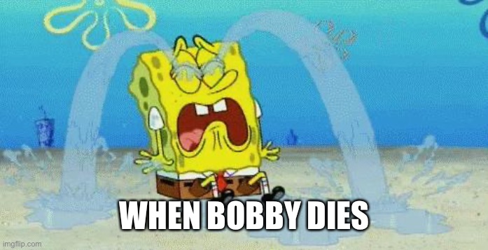 If you played paper Mario, you’ll know | WHEN BOBBY DIES | image tagged in sad crying spongebob | made w/ Imgflip meme maker